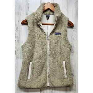 Patagonia Vest Women M Beige Full Zip Sherpa Pockets Cozycore